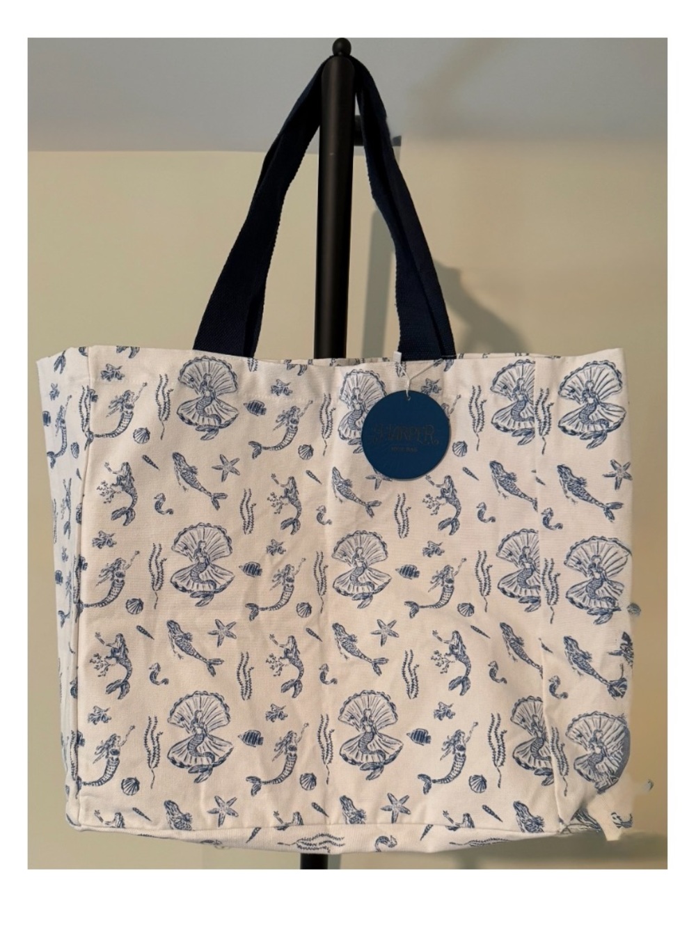 Harper nwt Mermaid Canvas Sea Life Canvas Tote - Bag Blue and White